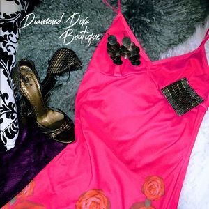 Express Coral Floral skinny strap dress